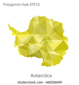 Antarctic map in geometric polygonal,mosaic style.Abstract gems triangle,modern design background. Vector illustration EPS10