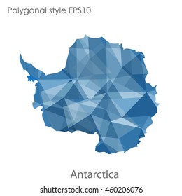 Antarctic map in geometric polygonal,mosaic style.Abstract gems triangle,modern design background. Vector illustration EPS10