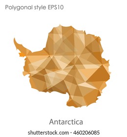 Antarctic map in geometric polygonal,mosaic style.Abstract gems triangle,modern design background. Vector illustration EPS10