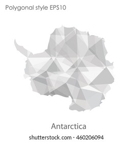 Antarctic map in geometric polygonal,mosaic style.Abstract gems triangle,modern design background. Vector illustration EPS10