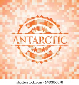 Antarctic orange mosaic emblem with background