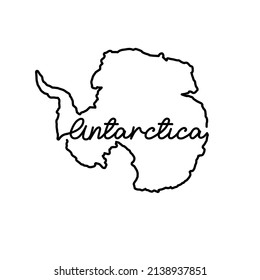 Antarctic outline map with the handwritten country name. Continuous line drawing of patriotic home sign. A love for a small homeland. T-shirt print idea. Vector illustration.