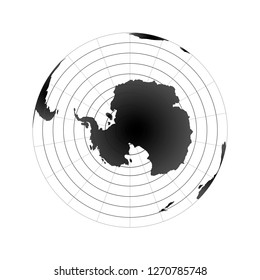 Antarctic pole globe hemisphere. World map view from space on white