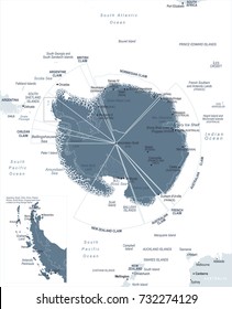 Antarctic region Map - Detailed Vector Illustration