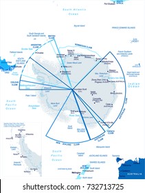 Antarctic region Map - Detailed Vector Illustration