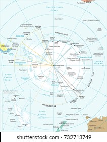 Antarctic region Map - Detailed Vector Illustration