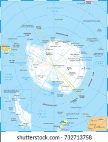 Antarctic region Map - Detailed Vector Illustration