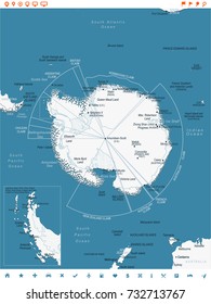 Antarctic Region Map Detailed Vector Illustration Stock Vector (Royalty ...