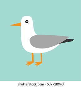 Antarctica albatross icon. Petrel Seagull wandering royal bird. Arctic animal collection. Cute cartoon baby character. Winter blue background. Isolated. Flat design. Vector illustration