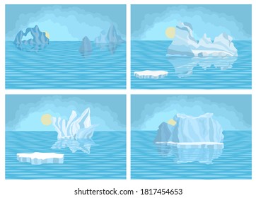 Antarctica and arctic background images. flat style light illustration