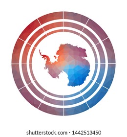 Antarctica badge. Bright gradient logo of country in low poly style. Multicolored Antarctica rounded sign with map in geometric style for your infographics.