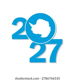Antarctica circular flag icon. Vector illustration of the New Year icon for Antarctica in 2027. Happy New Year!