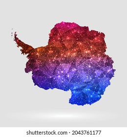 Antarktis Kontinentaler Kartenhintergrund im polygonalen Stil. Vektorgrafik Low-Poly-bunte Antarktis Kontinentale Karte von isolierten. Vektor EPS10
