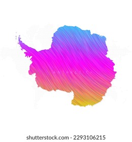 Antarctica Continent map in colorful halftone gradients. Future geometric patterns of lines abstract on white background. Vector Illustration Eps10.