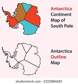 antarctica Continent map of south pole