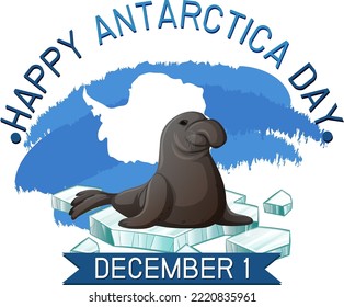 Antarctica day poster template illustration svg