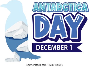 Antarctica day text with illustration svg