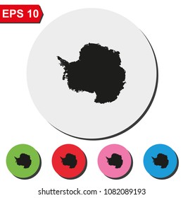 Antarctica detailed map flat round colorful vector icon.