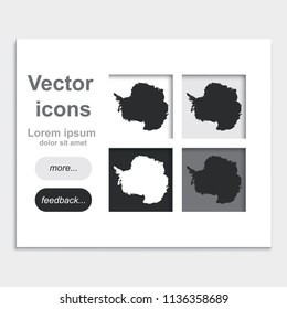 Antarctica detailed map placed on web page template flat vector icon.