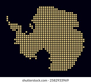 Antarctica dotted map. Digital style map of the country on dark background. Antarctica shape with square dots. Colored dots style. Large size squares. Stylish vector illustration.