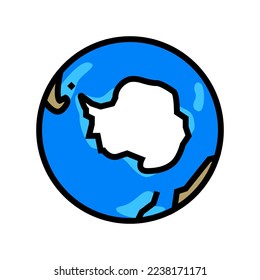 antarctica earth planet map color icon vector. antarctica earth planet map sign. isolated symbol illustration