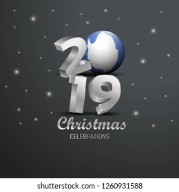 Antarctica Flag 2019 Merry Christmas Typography. New Year Abstract Celebration background