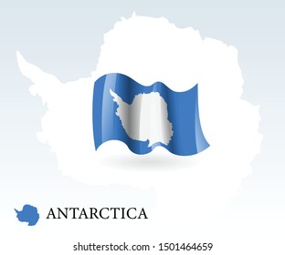 Antarctica flag with free map vector