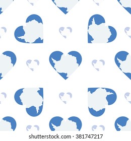 Antarctica flag heart seamless pattern. Patriotic Antarctica flag background. Country flag in the shape of heart. Vector seamless pattern.