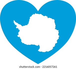 Bandera antártica en forma de corazón aislada en fondo transparente
