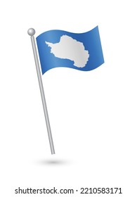 Antarctica flag on pole waving in the wind vector illustration