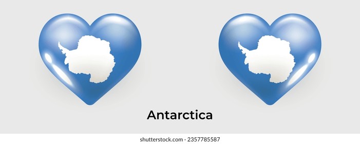 Antarctica flag realistic glas heart icon vector illustration