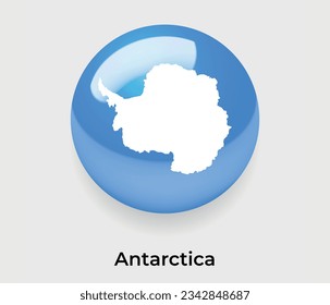 Antarctica glossy national flag bubble round shape icon vector illustration glass