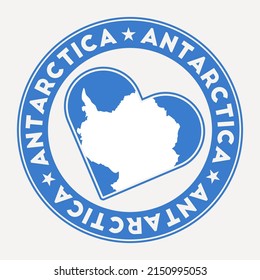 Antarctica heart flag badge. From Antarctica with love logo. Support the country flag stamp. Vector illustration.