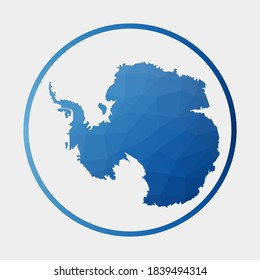 Antarctica icon. Polygonal map of Antarctica in a gradient ring. Round low poly Antarctica sign. Vector illustration.