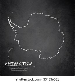 Antarctica map blackboard chalkboard vector