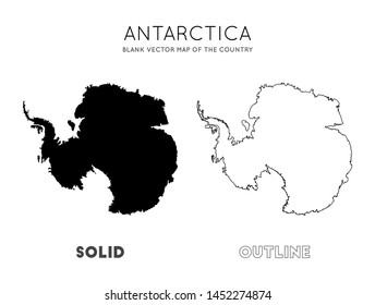 Antarctica map. Blank vector map of the continent. Borders of Antarctica for your infographic. Vector illustration.