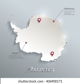 Antarctica map blue white card paper 3D vector