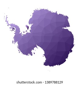 Antarctica map. Geometric style country outline. Attractive violet vector illustration.