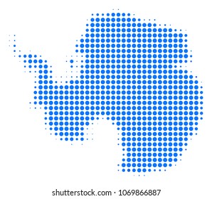 Antarctica Map halftone vector icon. Illustration style is dotted iconic Antarctica Map icon symbol on a white background. Halftone matrix is round dots.