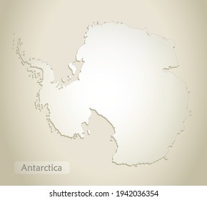 Antarctica map, old paper background vector