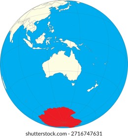 Mapa de la Antártida en la Tierra Planeta Globo Mapa Mundial Vector Editable