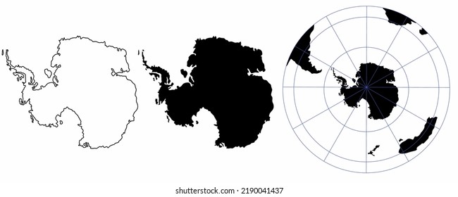 antarctica map set isolated on white background