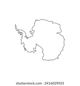 Antarctica map vector outline, Easy and smooth style. 