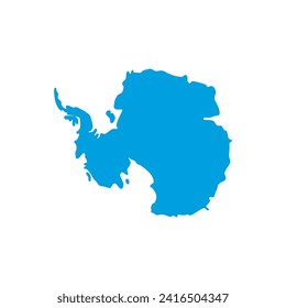 Antarctica map vector pale blue isolated on white background. Flat Earth, Icon