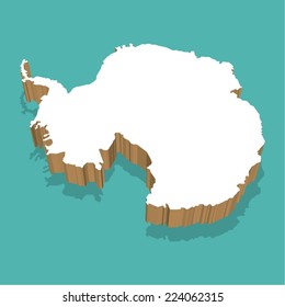 Antarctica Map Vector three dimensional