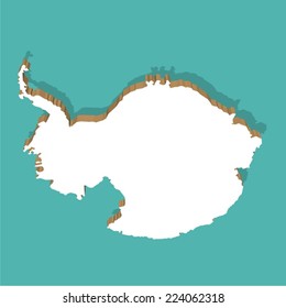 Antarctica Map Vector three dimensional