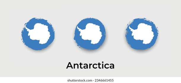 Antarctica national flag grunge circle round shape bubble vector icon illustration