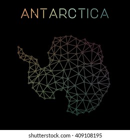 Antarctica network map. Abstract polygonal map design. Network connections vector illustration.