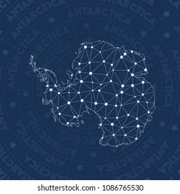 Antarctica network style country map. Amusing space style, modern design for infographics or presentation.