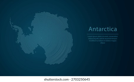 Mapa do contorno da Antártica preenchido com círculos concêntricos no fundo de gradiente escuro